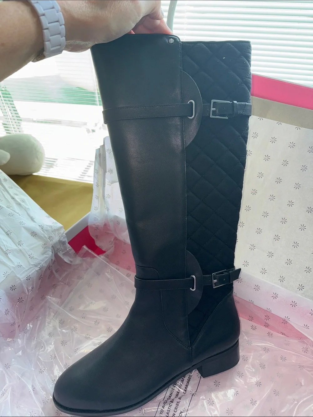 Isaac Mizrahi Black Quilted Over-the-Knee Riding size 10 WIDE CALF BootsNWT